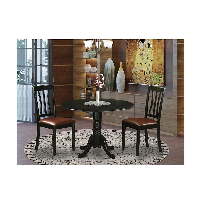 East West Furniture 3 Pc Dining room set for 2-Dining Table and 2 Dining Chairs