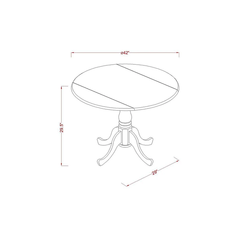 East West Furniture 3 Pc2-drop-leaf Dining Table and 2 Dining Chairs