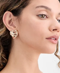 I.n.c. International Concepts Color Crystal and Imitation Pearl Heart Drop Earrings, Macy's Exclusive