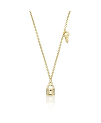Rachel Glauber 14K Gold Plated with Clear Cubic Zirconia Lock & Key Design Necklace