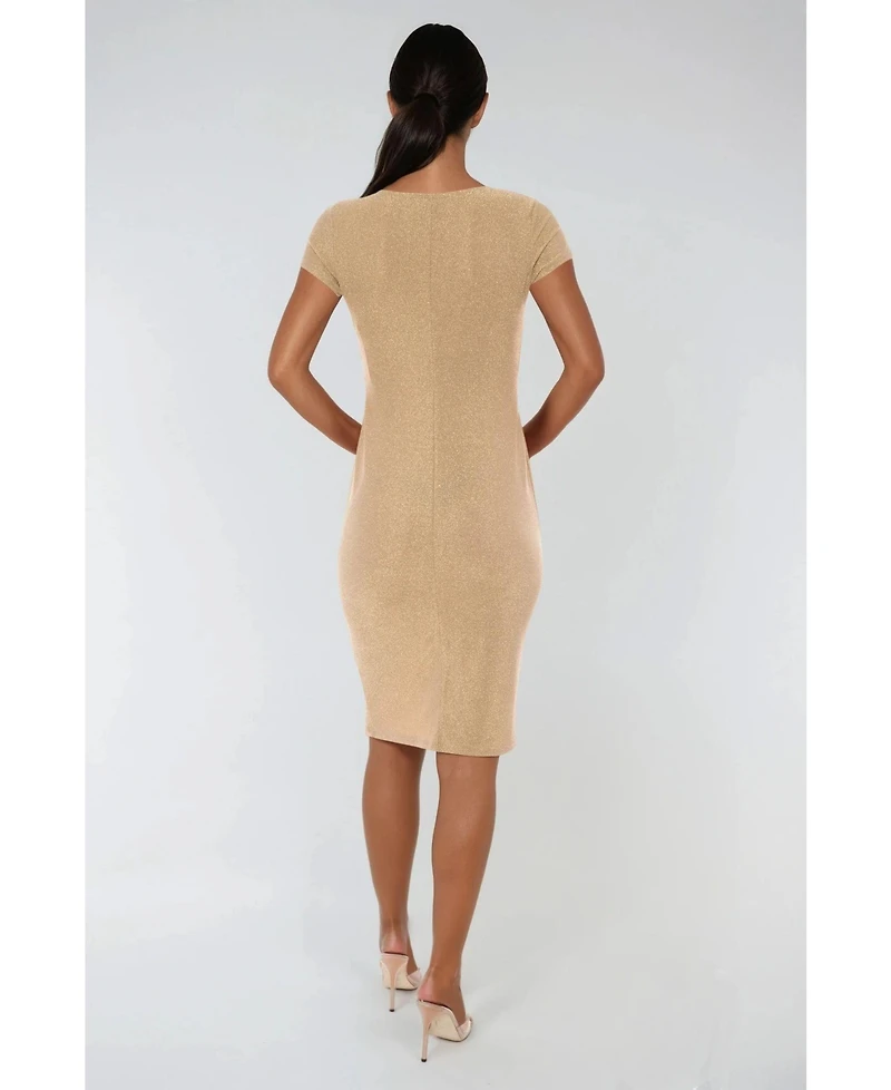 Bebe Women's Milan Metallic T-Shirt Midi Dress