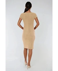 Bebe Women's Milan Metallic T-Shirt Midi Dress