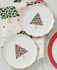 Kate Spade Evergreen Scallop Tidbit Plates, Set of 4