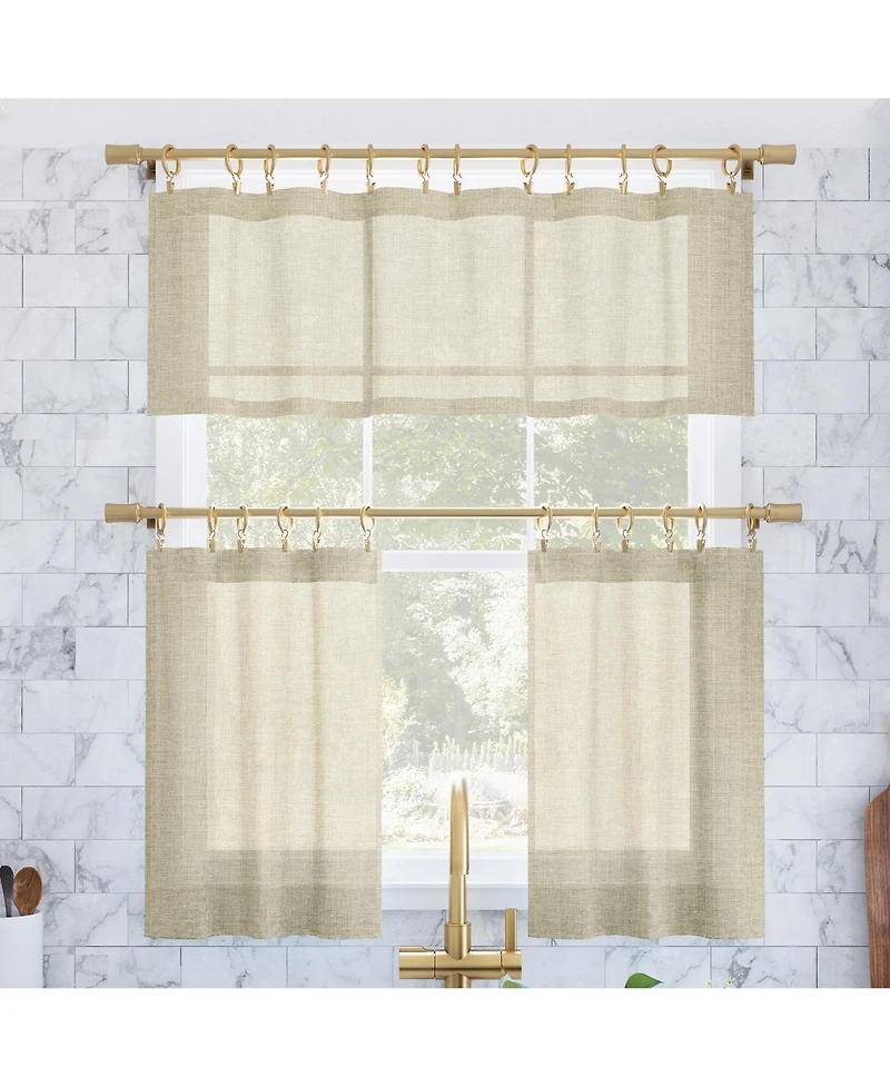 Slub Textured Linen Blend Cafe Curtain Pair