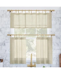Slub Textured Linen Blend Cafe Curtain Pair