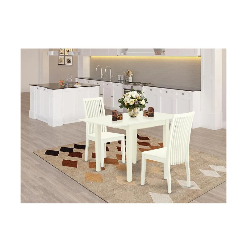 East West Furniture Dining Room Set Linen White