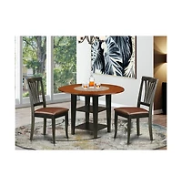 East West Furniture Dining Room Set Black & Cherry