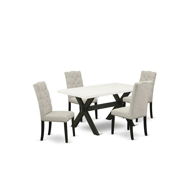 East West Furniture 5-Piece Kitchen Dinette Set Included 4 Parson chairs Upholstered Nails Head Seat and High Button Tufted Chair Back and Rectangular