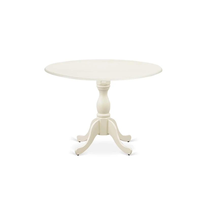 East West Furniture 5 Piece Dining Table Set Consists of 1 Drop Leaves Wooden Table and 4 Grey Linen Fabric Dining Room Chairs with High Back