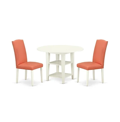 East West Furniture Dining Room Set Linen White