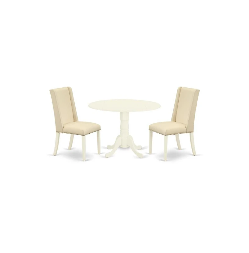 East West Furniture Dining Room Set Linen White