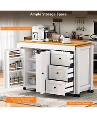 Maison Boucle 74.8" Expandable Kitchen Island with Slide-Out Table, Drawers & Usb Outlet-Maison Boucle