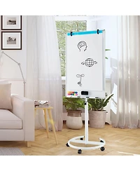 Mobile Whiteboard 40" x 26" Height Adjustable Magnetic Dry Erase Board with Stand