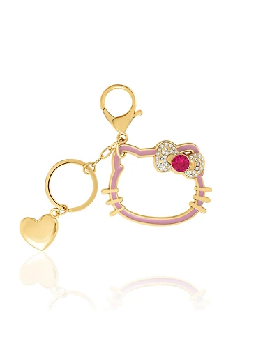 Hello Kitty Sanrio Hello Kitty Gold Outline Keychain with Red Bow and Heart