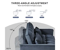 Maison Boucle Pull-Out Velvet Loveseat Sleeper Sofa Bed, 3-in-1 Convertible Futon Couch with Adjustable Back, Storage Pocket & Pillows-Maison Boucle