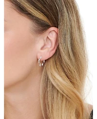 Devata Clover Hoop Earrings in Rhodium Plated Sterling Silver