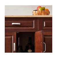 Maison Boucle 54" Rolling Kitchen Island Cart with Drawers, Cabinets, Spice Rack & Towel Bar, Walnut Finish-Maison Boucle