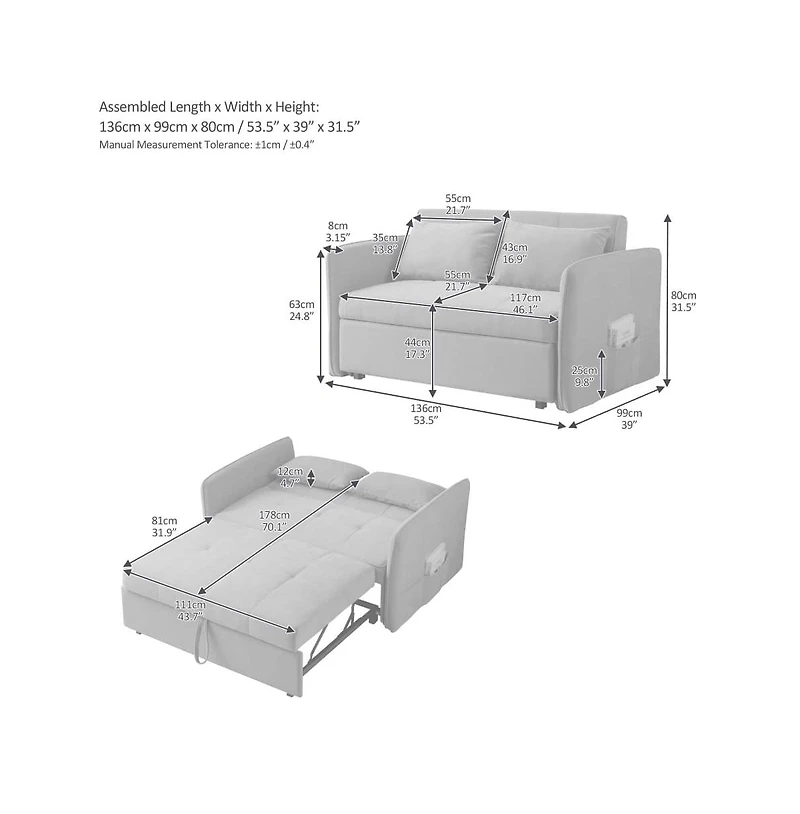 Maison Boucle Chenille Sleeper Loveseat, Yellow Pull-Out Sofa Bed with Adjustable Armrests for Small Spaces & Guest Room-Maison Boucle