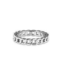 Devata Curb Link Ring in Rhodium Plated Sterling Silver