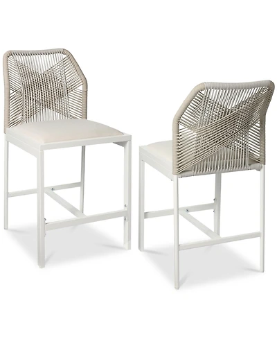 Best Choice Products Set of 2 Indoor Outdoor Counter Height Barstools w/ All-Weather Rope & Aluminum