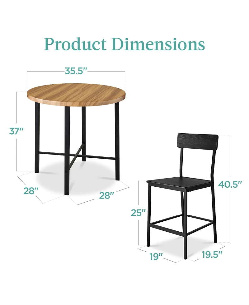 Best Choice Products 5-Piece Modern Round Counter Height Dining Set w/ 4 Chairs, 1.5in Thick Table