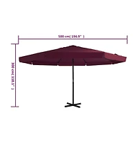 vidaXL Garden Parasol Bordeaux Red Polyester, Aluminum Extra Large