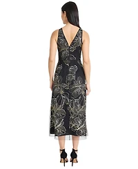 Maggy London Women's Crewneck Embroidered Midi Dress