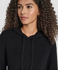 Dkny Women's Feather Yarn Hood Tonal Hoodie