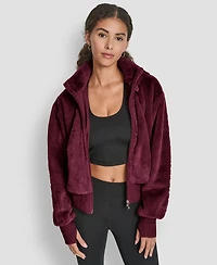 Dkny Sport Women's Faux-Fur Zip-Front Bomber Jacket