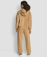 Dkny Women's Flock Logo Kanga Pocket Pull-On Hoodie