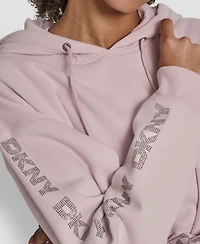 Dkny Sport Women's Rhinestone Logo Fleece Hoodie