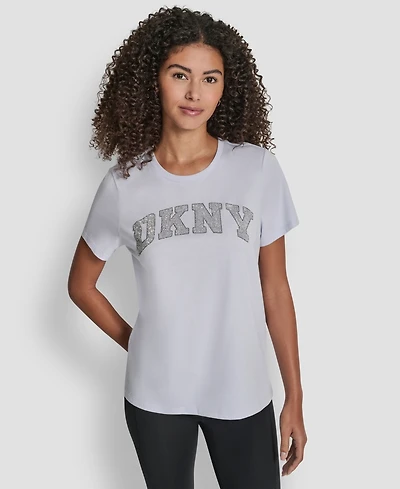Dkny Women's Arched Exploded Rhinestone Crewneck T-Shirt