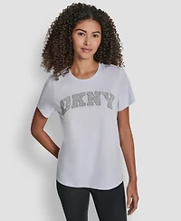 Dkny Women's Arched Exploded Rhinestone Crewneck T-Shirt