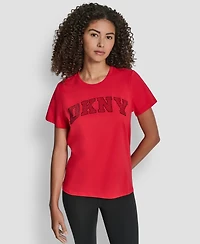 Dkny Women's Arched Exploded Rhinestone Crewneck T-Shirt
