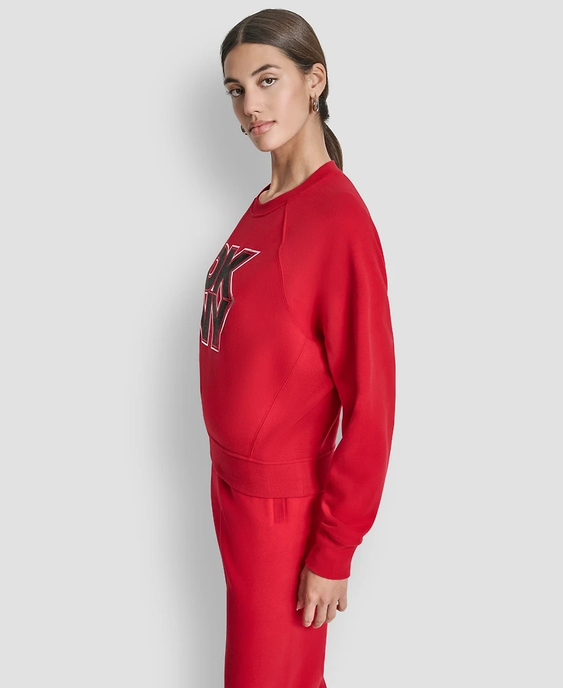 Dkny Women's Mixed Metal Stack Glitter Crewneck Top