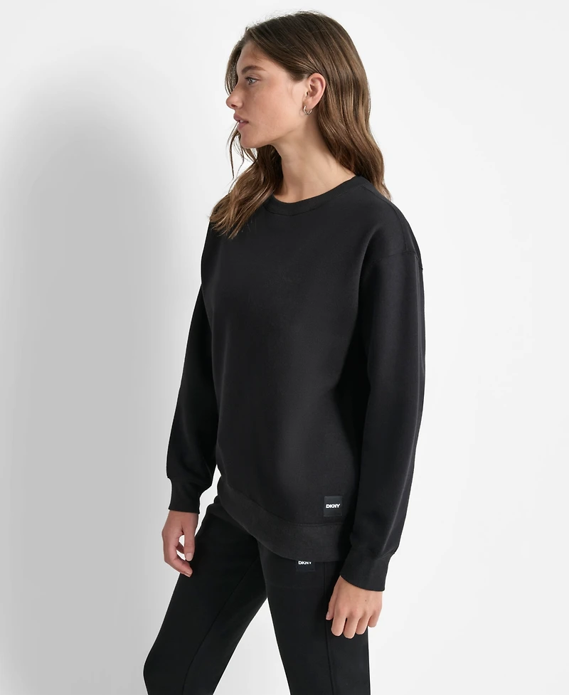 Dkny Women's Tonal Logo Patch Crewneck Sweatshirt