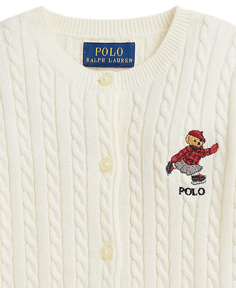 Polo Ralph Lauren Girls 2T-6X Long Sleeves Mini-Cable Cardigan