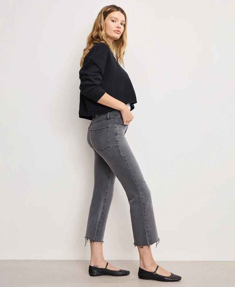 Good American Women's Soft Tech Straight Cropped Mini Boot Jeans