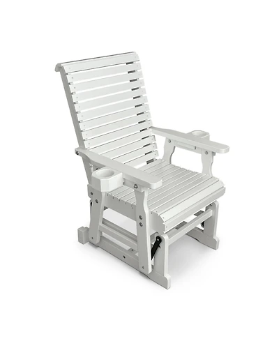 Mega Casa Patio Glider with Cup Holders, High Roll Back and Deep Contoured Seat, Heavy Duty 600 Lbs (1-Seater)