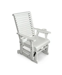 Mega Casa Patio Glider with Cup Holders, High Roll Back and Deep Contoured Seat, Heavy Duty 600 Lbs (1-Seater)