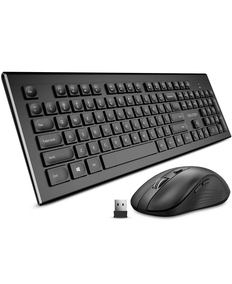 Delton Wireless Keyboard & Mouse 2 Pcs, Compatible with Pc, Laptops (DKBMKIT2-wb)