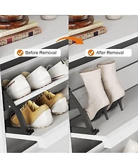 gaomon Shoe Cabinet with 3 Flip Drawers, Modern Shoe Rack Storage Organizer with 3-Tier Adjustable Shelves,Shoe Cabinet for Entryway,Living Room,White