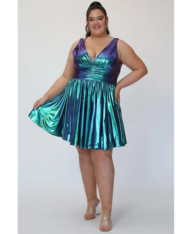 Sydney's Closet Blue & Green Iridescent A-line Party Dress