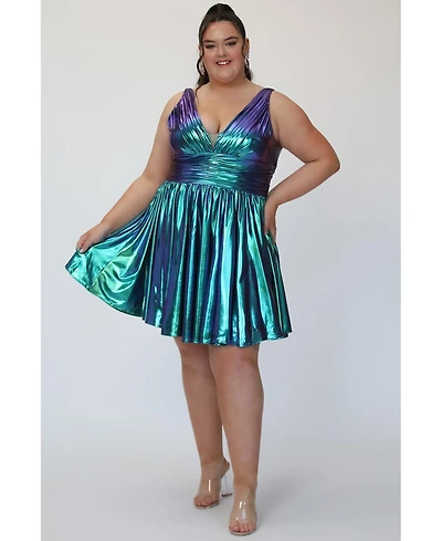 Sydney's Closet Blue & Green Iridescent A-line Party Dress