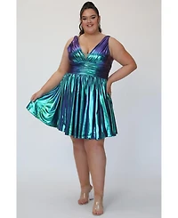 Sydney's Closet Blue & Green Iridescent A-line Party Dress