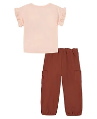 Kids Headquarters Toddler & Little Girls 4T-6X 2-Piece Ruffle Cuff Top and Pants Set