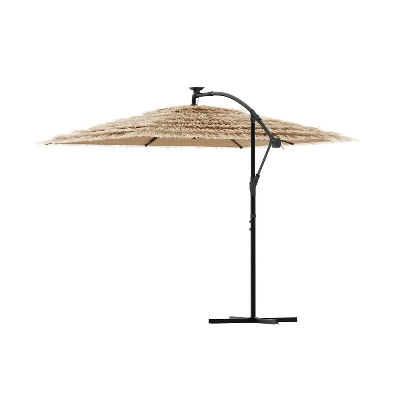 vidaXL Garden Parasol Brown Polyester Large Collapsible Garden Parasol