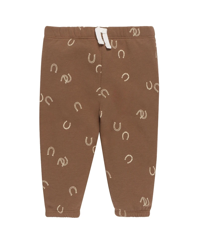 Gerber Baby Boys 2-Piece Fleece Outfit Set, Brown Horseshoe, 0-3 Months