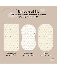 KeaBabies 2pk Soothe Waterproof Bassinet Sheets for Girls, Boys, 33x17 Universal Baby Mattress Protector Cover