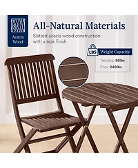 Best Choice Products 3-Piece Acacia Wood Bistro Set, Folding Patio Furniture w/ 2 Chairs